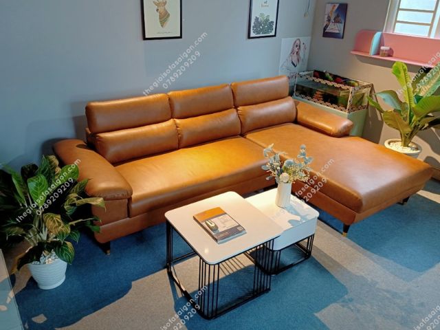 sofa đẹp bọc da bò phòng khách 